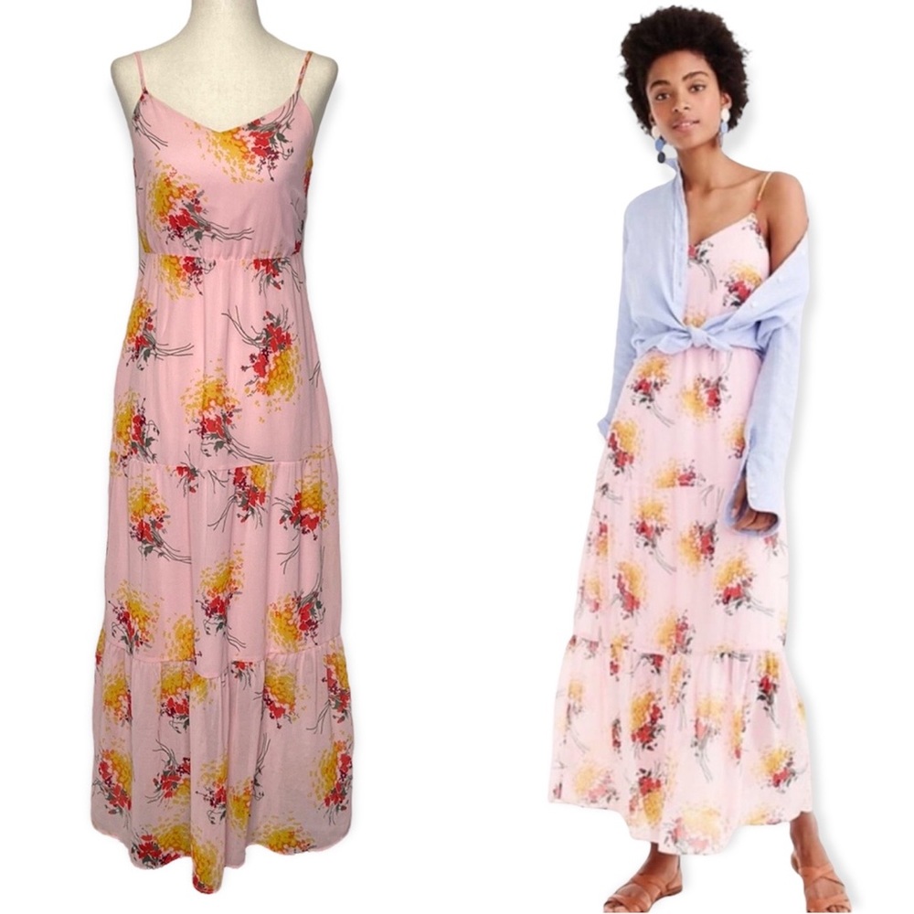 J. Crew Sunburst Tiered Floral Bouquet Maxi Dress